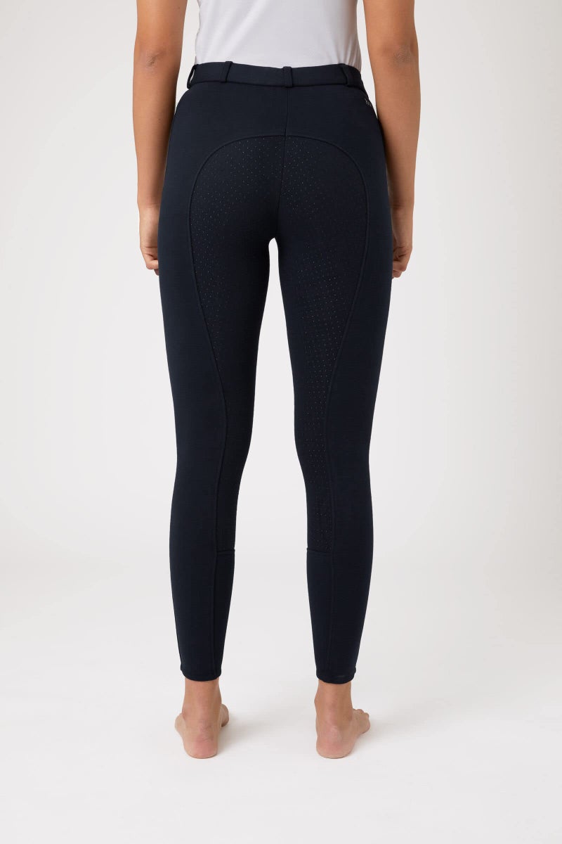 HORZE Active Women's Horse Riding Silicone Grip Full Seat Breeches | Midrise Waist with Front Pocket - Peacoat Dark Blue - 34 - Image 4